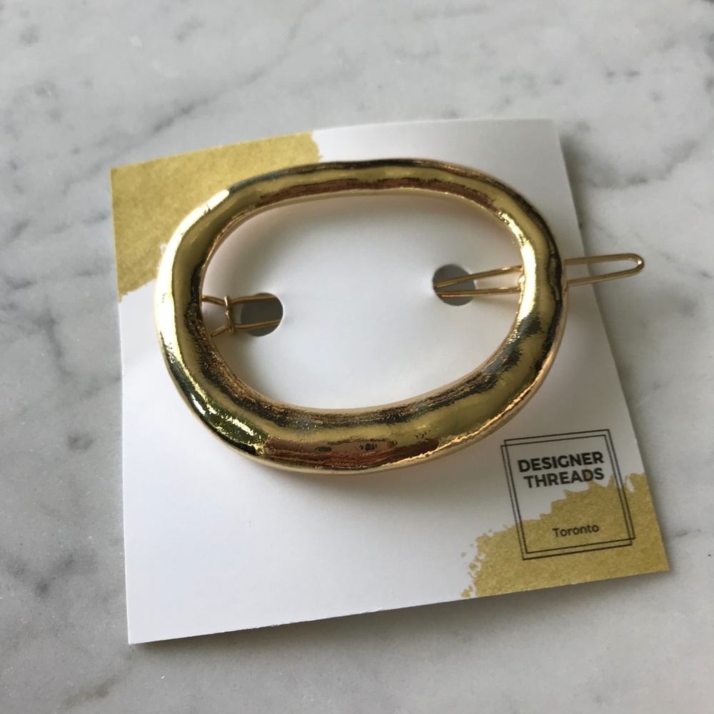 Gold Metal Natural Round Hair Clip - Picture 1 of 4